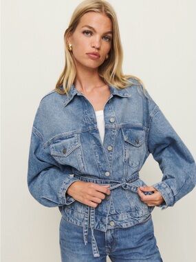 Reformation Luna Belted Denim Jacket